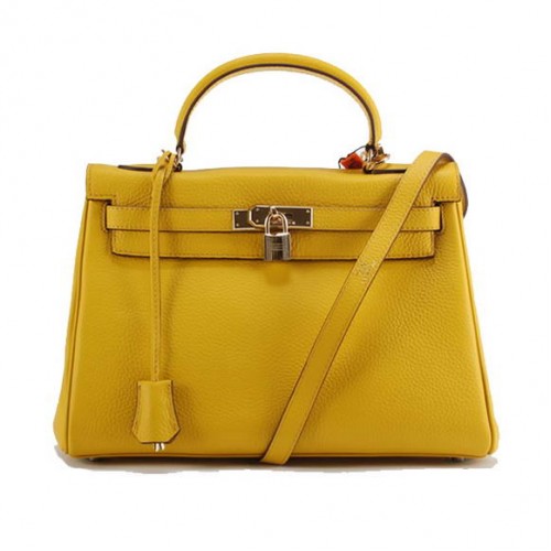 Genți de mână Hermes Kelly 32cm Togo din piele 6018 Galben Auriu