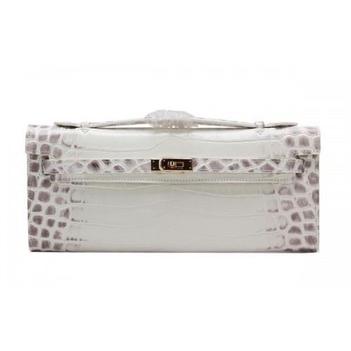 Geantă Hermes Kelly Clutch Leather Croco K1002 OffWhite