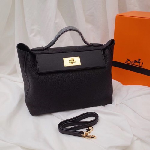 Geantă Hermes Kelly Togo din piele H2424 neagră