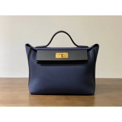 Geantă Hermes Kelly Original Togo din piele H2424 albastru regal