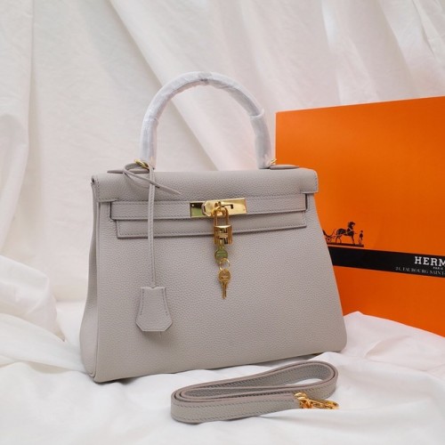 Geantă de umăr Hermes Kelly Original TOGO Leather KY3255 Gri perlat