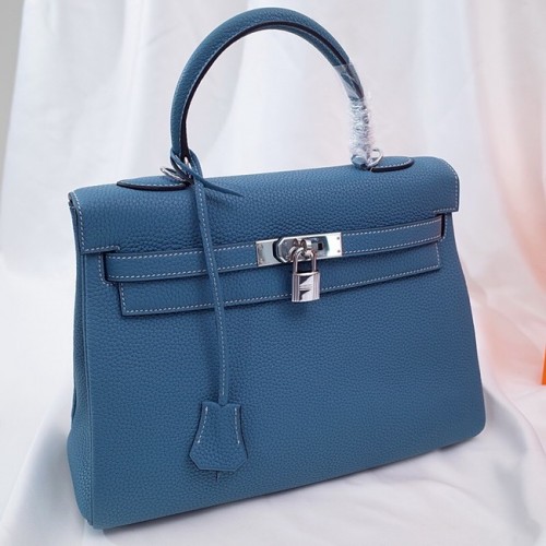 Geantă de umăr Hermes Kelly Original TOGO din piele KY3255 albastră