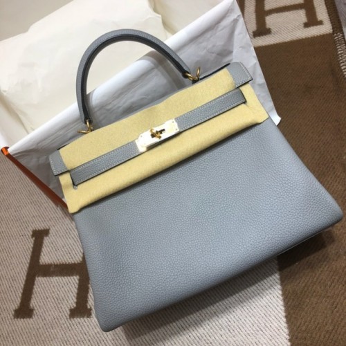 Geantă de umăr Hermes Kelly Original TOGO din piele KY3255 albastru deschis