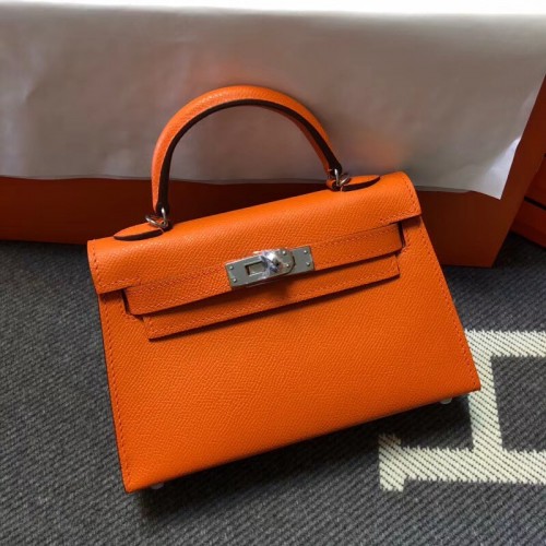 Geantă Hermes Kelly Tote din piele Epsom KL20 portocalie