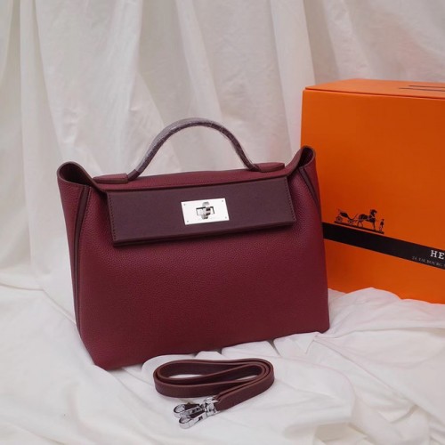 Geantă Hermes Kelly Togo din piele H2424 Burgundy