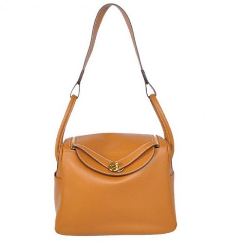 Genți Hermes Lindy 30CM Havanne 1057 Camel Leather Golden Hardware
