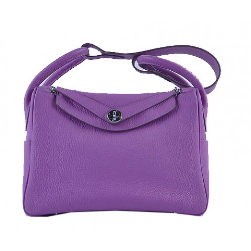 Geantă de umăr Hermes Lindy 30CM din piele granulată H6207 violet