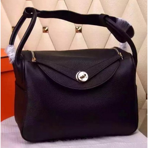 Geantă de umăr Hermes Lindy 30CM din piele H0881 Negru