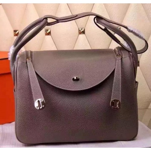 Geantă de umăr Hermes Lindy 30CM din piele H0881 Gri