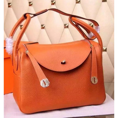 Geantă de umăr Hermes Lindy 30CM din piele H0881 portocalie