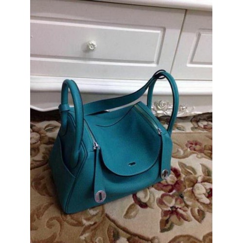 Geantă de umăr Hermes Lindy 30CM din piele originală HLD30 Verde deschis