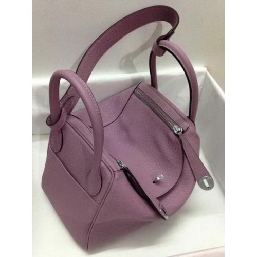 Geantă de umăr Hermes Lindy 30CM din piele originală HLD30 violet deschis