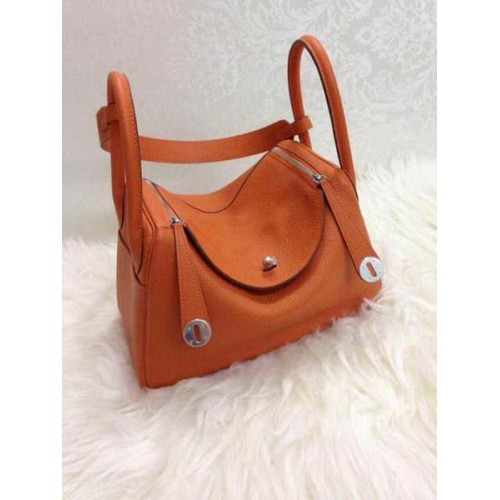 Geantă de umăr Hermes Lindy 30CM din piele originală HLD30 portocalie
