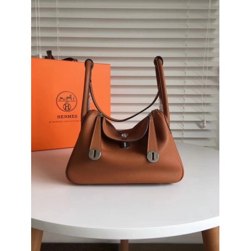 Geantă Hermes Lindy Original Togo din piele 5086 maro