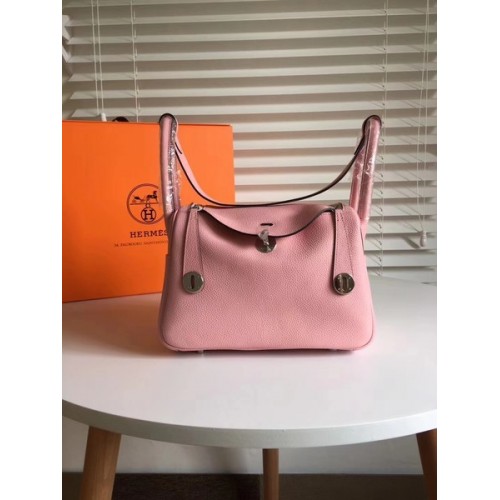 Geantă Hermes Lindy Original Togo din piele 5086 roz