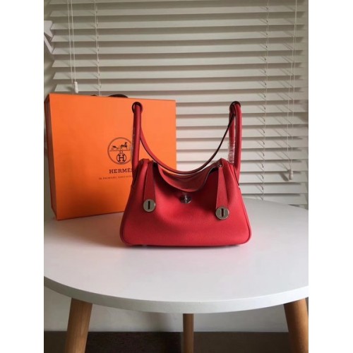 Geantă Hermes Lindy Original Togo din piele 5086 Roșu