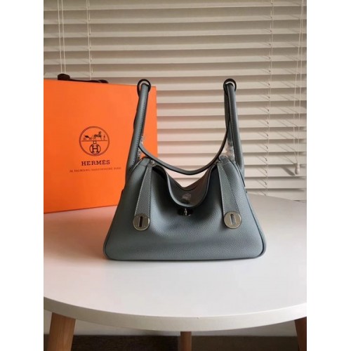 Geantă Hermes Lindy Original Togo din piele 5086 Albastru cer