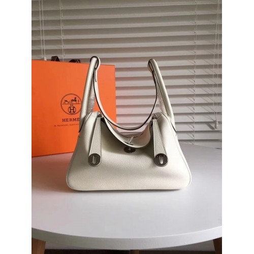 Geantă Hermes Lindy Original Togo din piele 5086 Albă