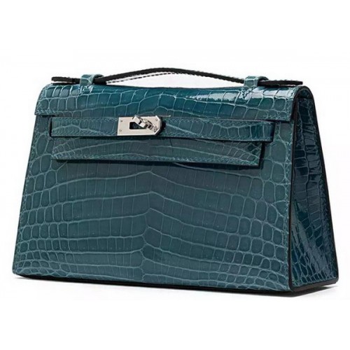 Geantă Hermes MINI Kelly 22cm din piele croco KL22 verde