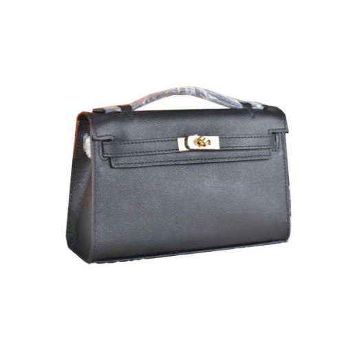 Geantă Hermes MINI Kelly 22cm din piele de vițel neagră