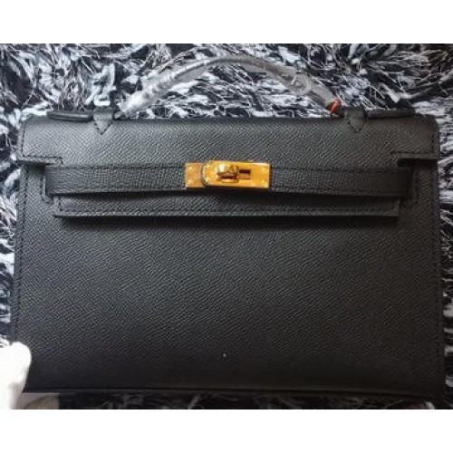 Geantă Hermes MINI Kelly 22cm din piele de vițel K011 Negru