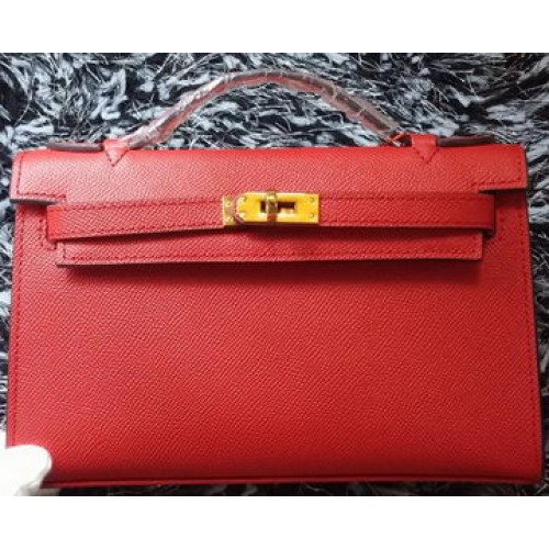 Geantă Hermes MINI Kelly 22cm din piele de vițel K011 Roșie