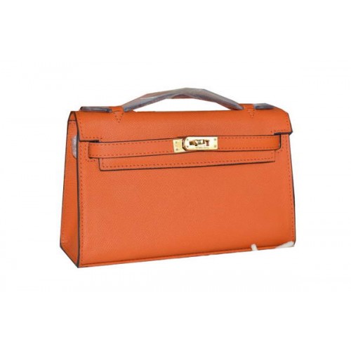 Geantă Hermes MINI Kelly 22cm din piele de vițel portocalie