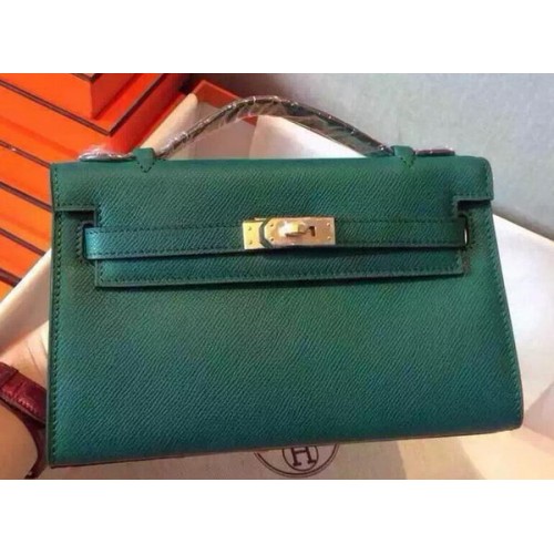 Geantă Hermes MINI Kelly 22cm din piele de vițel K22 Verde închis