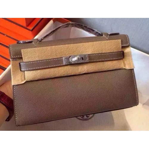 Geantă Hermes MINI Kelly 22cm din piele de vițel K22 gri