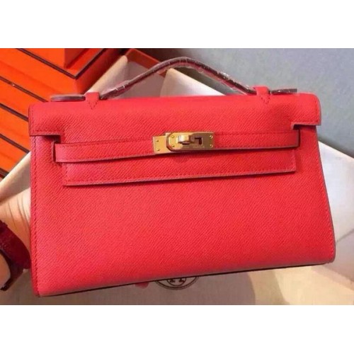Geantă Hermes MINI Kelly 22cm din piele de vițel K22 Roșu