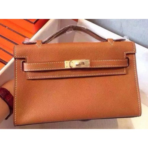 Geantă Hermes MINI Kelly 22cm din piele de vițel K22 Grâu