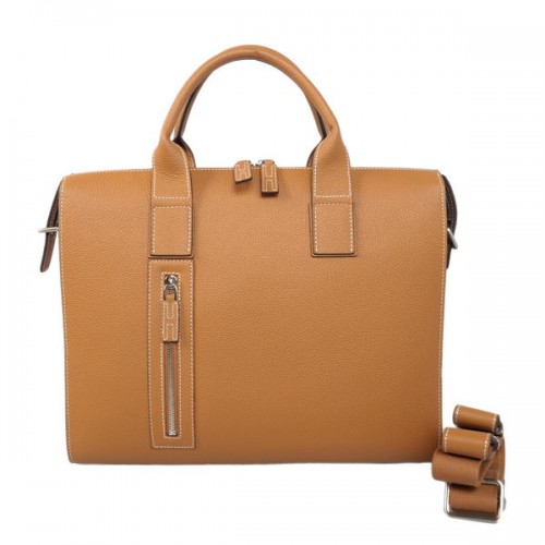 Servietă Hermes pentru bărbați din piele de vițel H1705 Camel