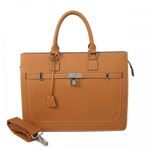 Servietă Hermes Kelly pentru bărbați, piele de vițel, H5229, camel