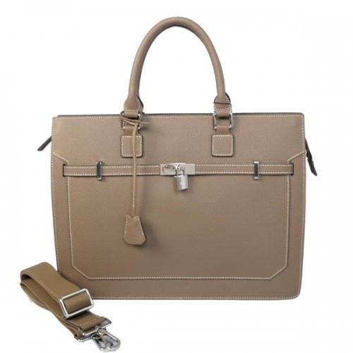 Servietă Hermes Kelly pentru bărbați, piele de vițel, H5229, gri