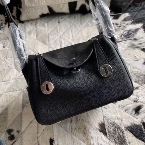 Geantă Hermes Mini Lindy Original Togo din piele 5088 Negru