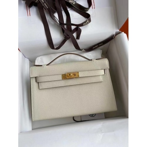 Hermes Original Epsom Leather KEL2278 Metal auriu și cretă