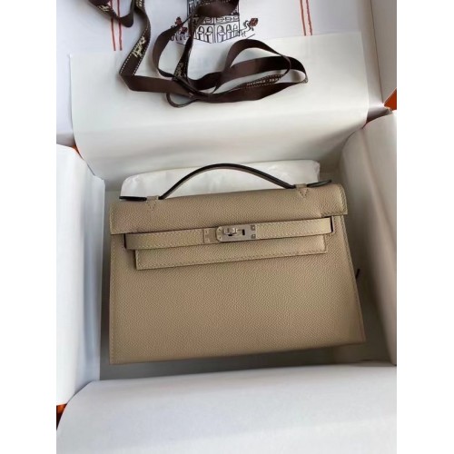 Geantă Hermes Original Epsom Leather KEL2278 gri și metal argintiu