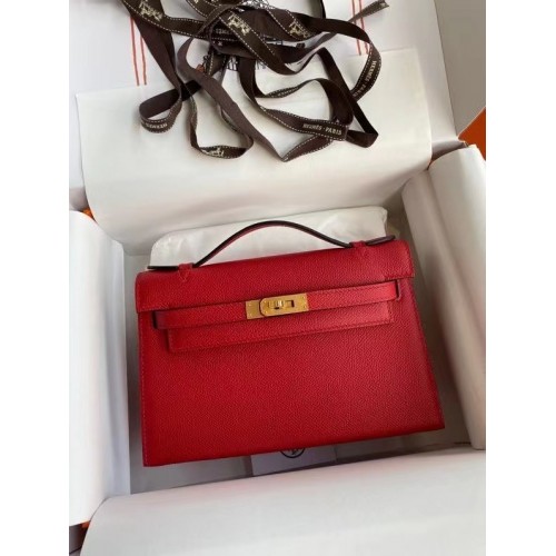 Hermes Original Epsom Leather KEL2278 roșu și auriu-Metal