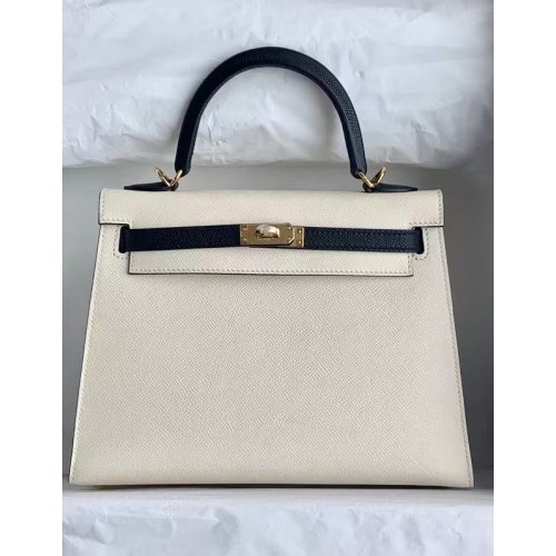 Geantă Hermes Original Epsom Leather KEL2578 alb și negru