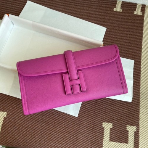 Hermes Original Espom Leather Clutch 37088 prun blossom