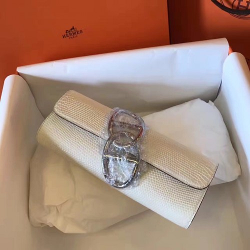 Geantă Hermes Original Lizard din piele Cluth 17726 Offwhite