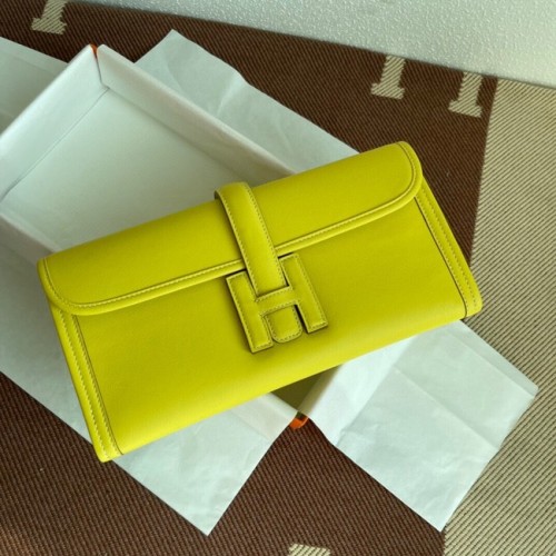 Hermes Original jige swift Leather Clutch 37088 lămâie