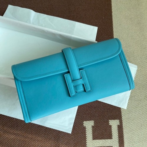 Hermes Original jige swift geantă de mână din piele 37088 albastru deschis