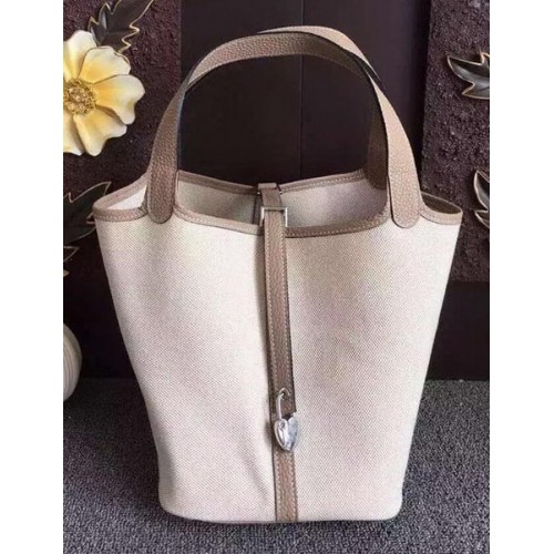 Geantă Hermes Picotin Lock 18cm Canvas HPL8618T Gri
