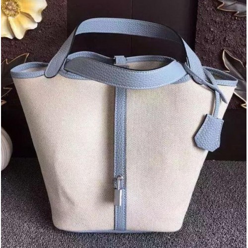 Geantă Hermes Picotin Lock 18cm Canvas HPL8618T SkyBlue