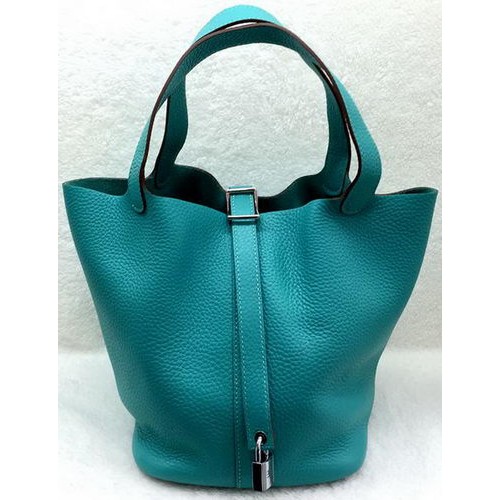 Genți Hermes Picotin Lock 22cm, piele Litchi HPL1048 Verde