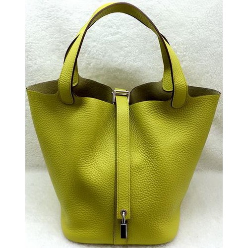Genți Hermes Picotin Lock 22cm Litchi Leather HPL1048 Lemon