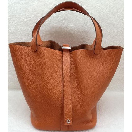 Genți Hermes Picotin Lock 22cm piele Litchi HPL1048 portocaliu