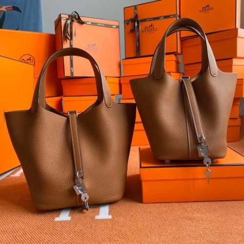 Genți Hermes Picotin Lock Originale din piele Togo PL3388 maro