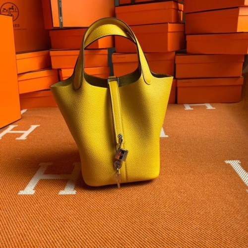 Genți Hermes Picotin Lock Originale din piele Togo PL3388 lămâie